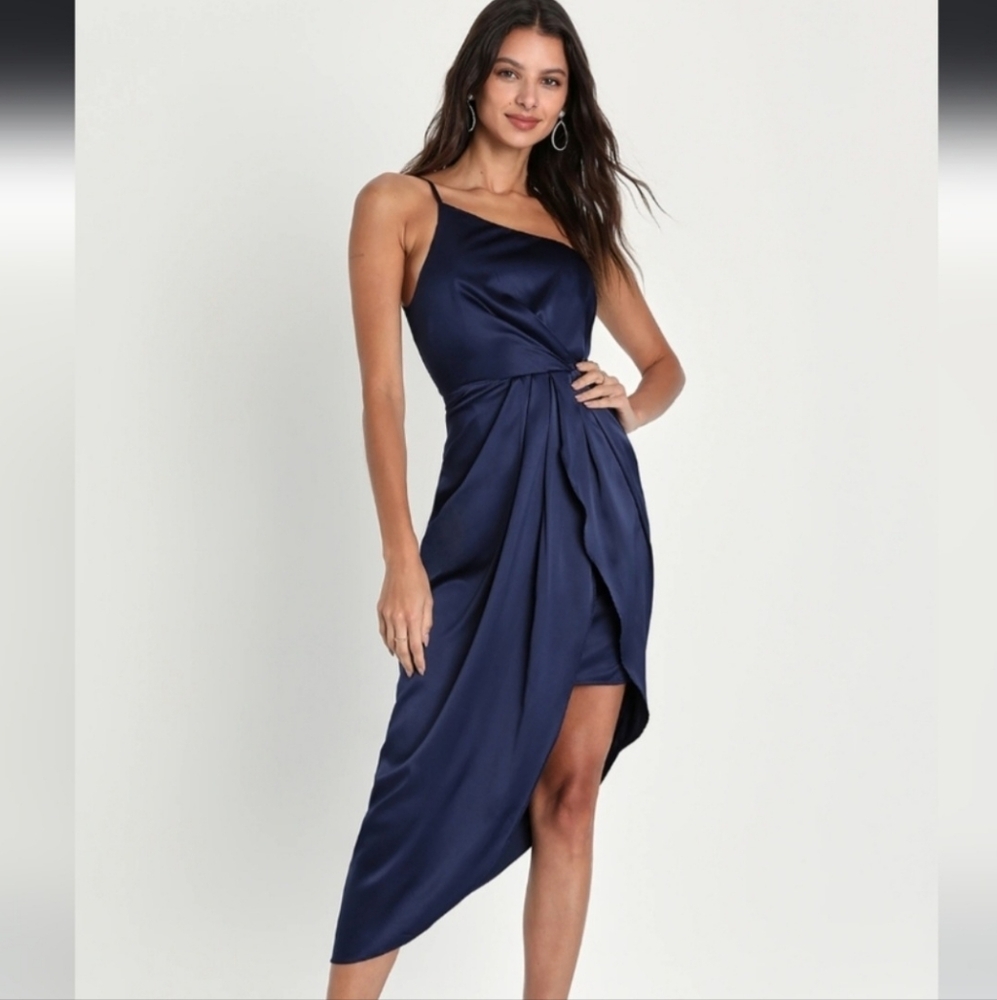 Lulu's Navy Asymmetrical Cocktail Dress